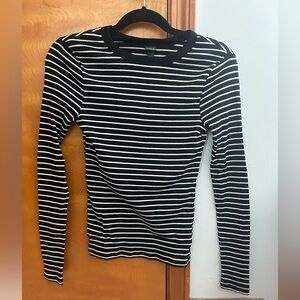 Wild Fable Black and White Striped Long Sleeve Top
